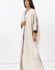 Butterfly Abaya in Creme with Black Details