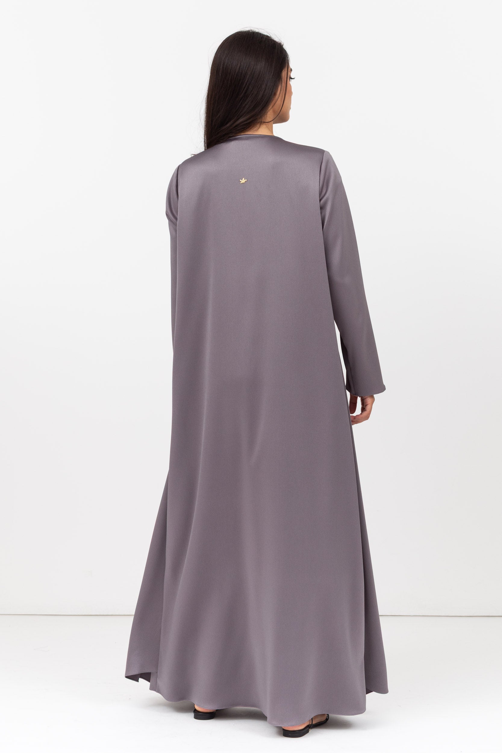 Polished Layer Abaya in Cool Grey RTW