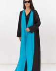 Two Tone Abaya in Turquoise and Textured Black