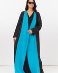 Two Tone Abaya in Turquoise and Textured Black