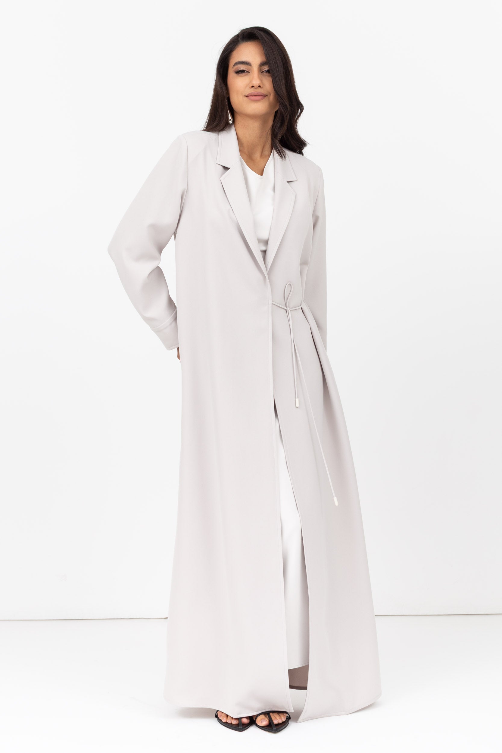 Tie-String Cuff Abaya in Ivory RTW
