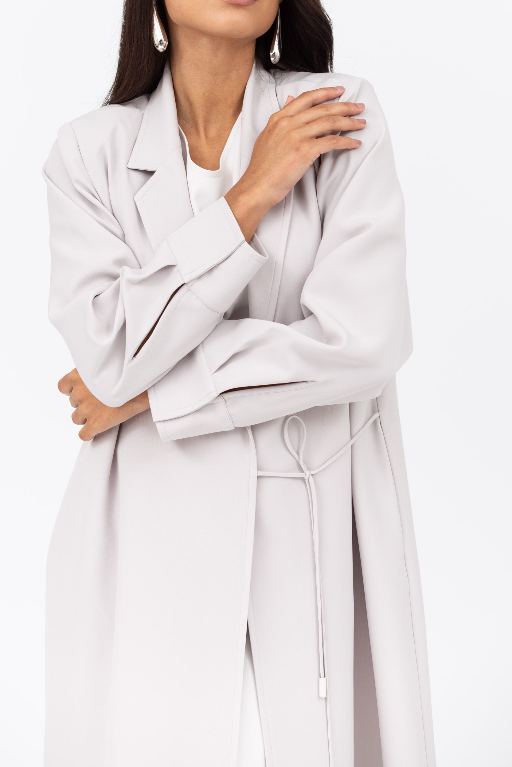 Tie-String Cuff Abaya in Ivory RTW