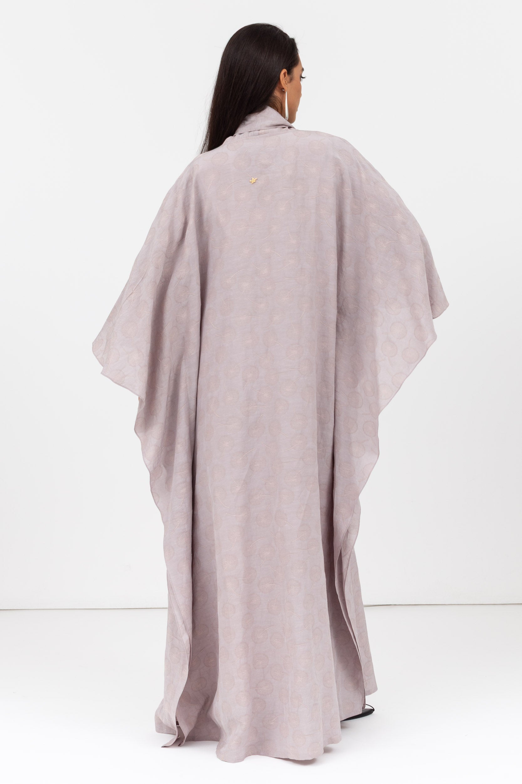 Blush Pink Jacquard Linen Flow Abaya RTW