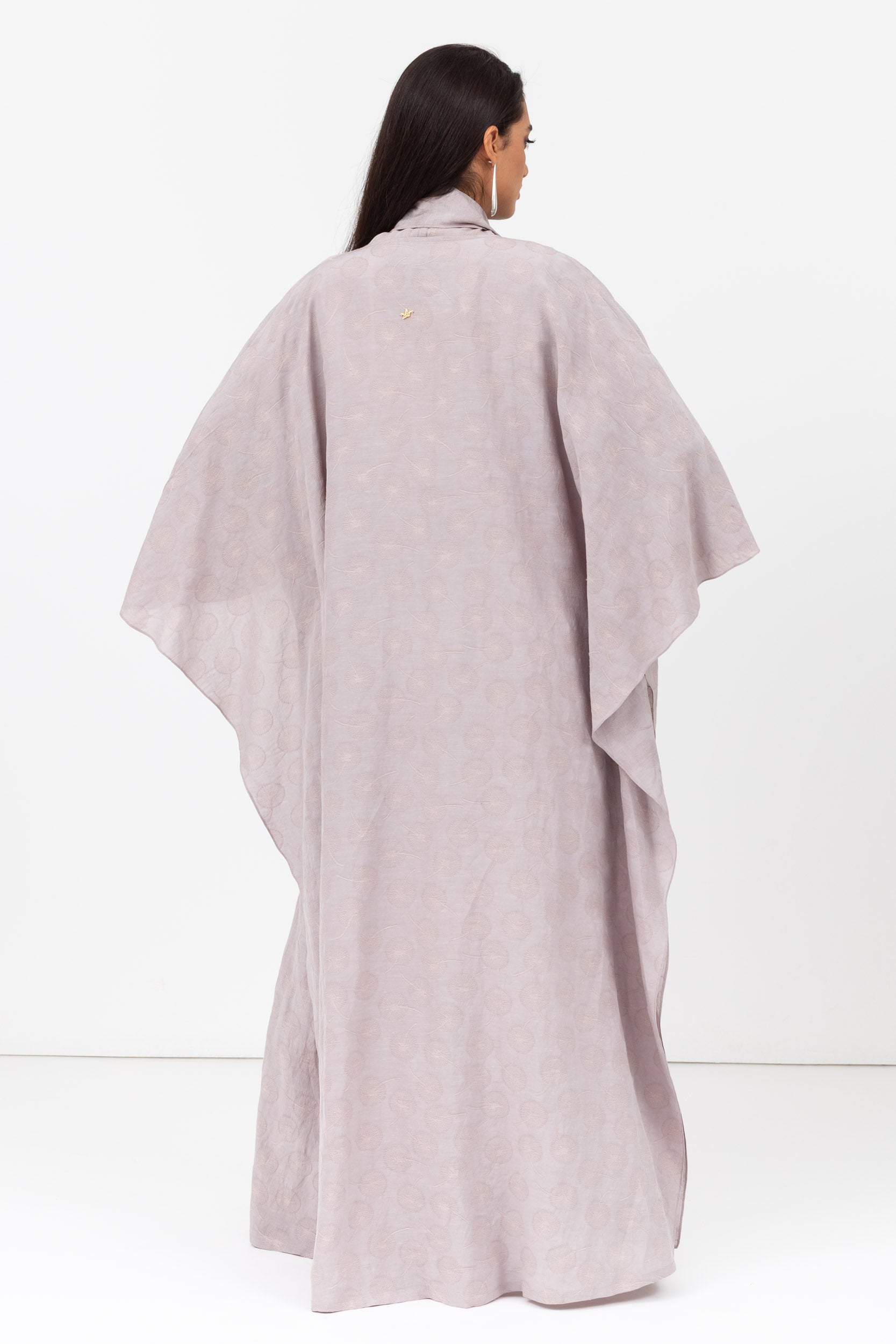Blush Pink Jacquard Linen Flow Abaya RTW