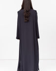 Loose Cut Pleated Abaya in Navy Blue RTW