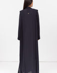 Loose Cut Pleated Abaya in Navy Blue RTW