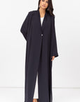 Loose Cut Pleated Abaya in Navy Blue RTW