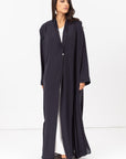 Loose Cut Pleated Abaya in Navy Blue RTW