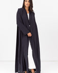 Loose Cut Pleated Abaya in Navy Blue RTW