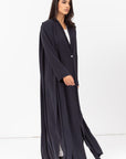 Loose Cut Pleated Abaya in Navy Blue RTW