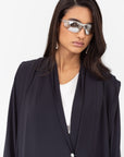 Loose Cut Pleated Abaya in Navy Blue RTW