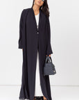 Loose Cut Pleated Abaya in Navy Blue RTW
