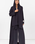 Loose Cut Pleated Abaya in Navy Blue RTW