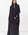 Loose Cut Pleated Abaya in Navy Blue RTW
