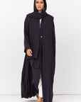 Loose Cut Pleated Abaya in Navy Blue RTW