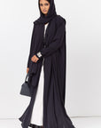 Loose Cut Pleated Abaya in Navy Blue RTW