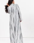 Tencel Linen Abaya with Shawl Collar and Tassel - Button Details