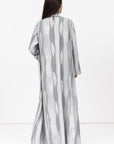 Tencel Linen Abaya with Shawl Collar and Tassel - Button Details