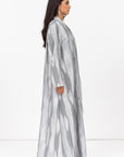 Tencel Linen Abaya with Shawl Collar and Tassel - Button Details