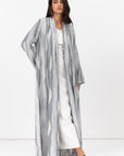 Tencel Linen Abaya with Shawl Collar and Tassel - Button Details
