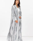Tencel Linen Abaya with Shawl Collar and Tassel - Button Details
