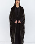 Green Velvet Abaya with Black Satin Trims