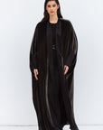 Green Velvet Abaya with Black Satin Trims