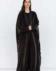 Green Velvet Abaya with Black Satin Trims