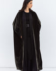 Green Velvet Abaya with Black Satin Trims