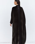 Green Velvet Abaya with Black Satin Trims