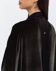 Green Velvet Abaya with Black Satin Trims