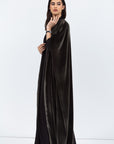 Green Velvet Abaya with Black Satin Trims