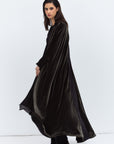Green Velvet Abaya with Black Satin Trims