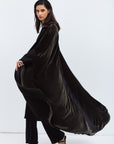 Green Velvet Abaya with Black Satin Trims