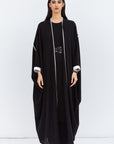 Butterfly Abaya in Black with White Details
