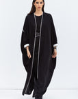 Butterfly Abaya in Black with White Details