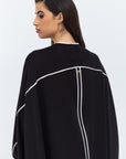Butterfly Abaya in Black with White Details