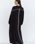 Butterfly Abaya in Black with White Details