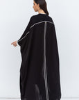 Butterfly Abaya in Black with White Details