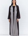 Two Tone Abaya in Gray and Textured Black