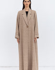 Trench Abaya in Light Brown Alpaca Wool