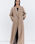 Trench Abaya in Light Brown Alpaca Wool