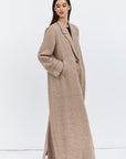 Trench Abaya in Light Brown Alpaca Wool
