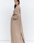 Trench Abaya in Light Brown Alpaca Wool