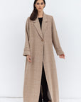 Trench Abaya in Light Brown Alpaca Wool