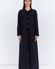 Straight Cut Winter Abaya in Navy Blue