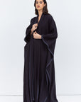 Flow Abaya in Blue with Satin Trims