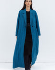 Trench Coat Abaya in Blue