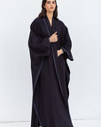 Flow Abaya in Blue with Satin Trims