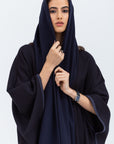 Flow Abaya in Blue with Satin Trims